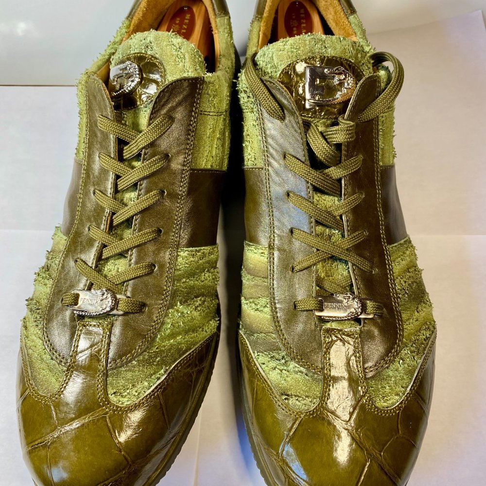 Fennix Italy Split Pea Green Exotic Sneakers Size #13